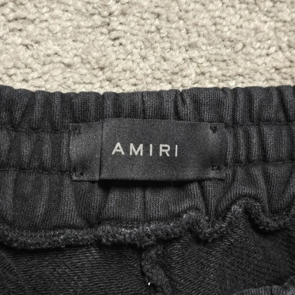 AMIRI Designer Black Multicolor MA Drip Sweat Shorts Mens Large 32 Zip Pockets